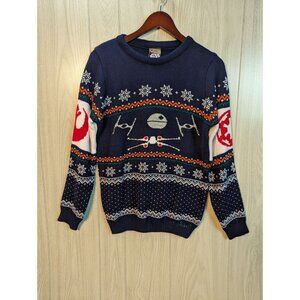 Numskull Size XS Starwars Tie Fighter vs X-Wing "Ugly" Christmas Sweater Blue